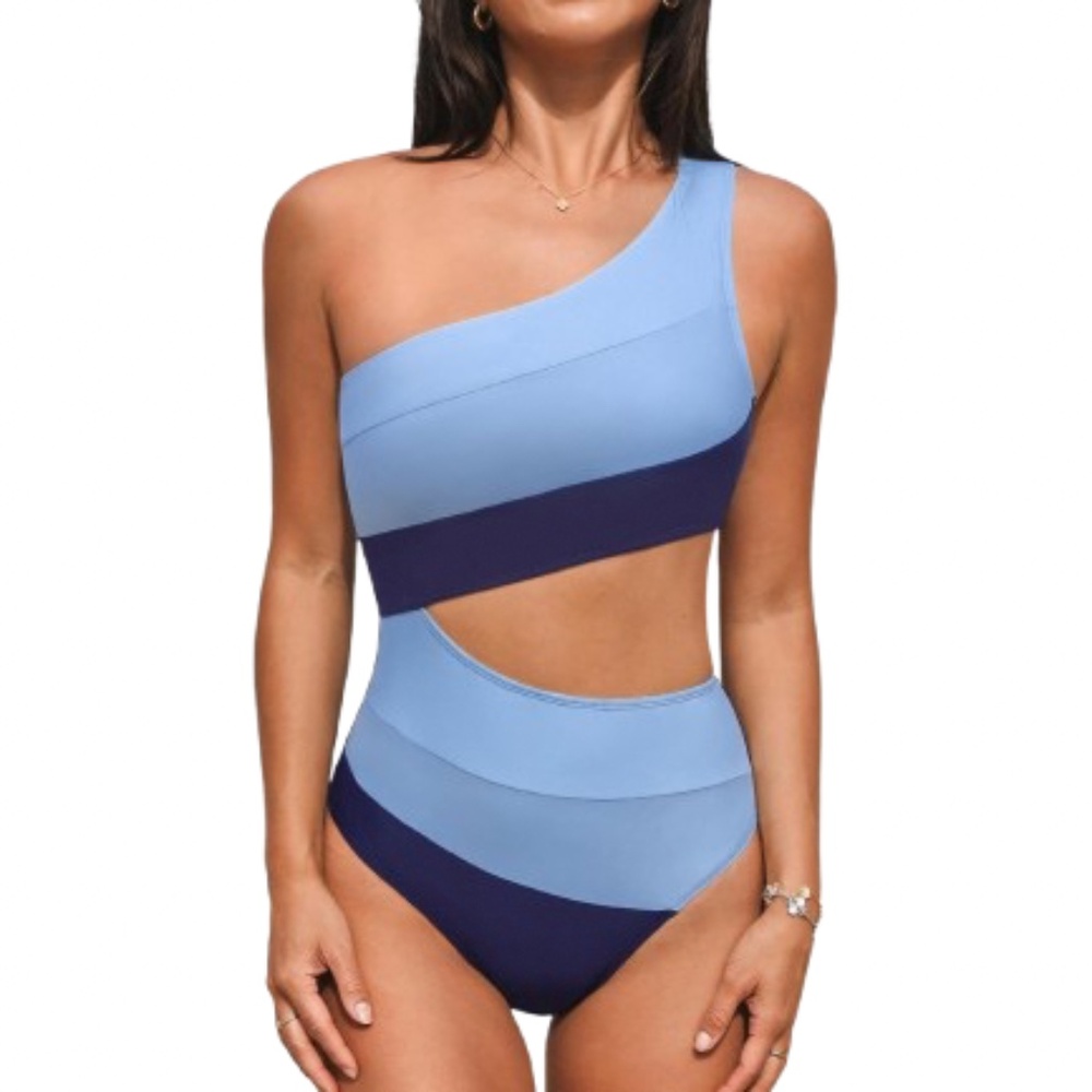 NWT Cupshe One Shoulder Cut Out Tummy One Piece Bathing Suit Size Medium